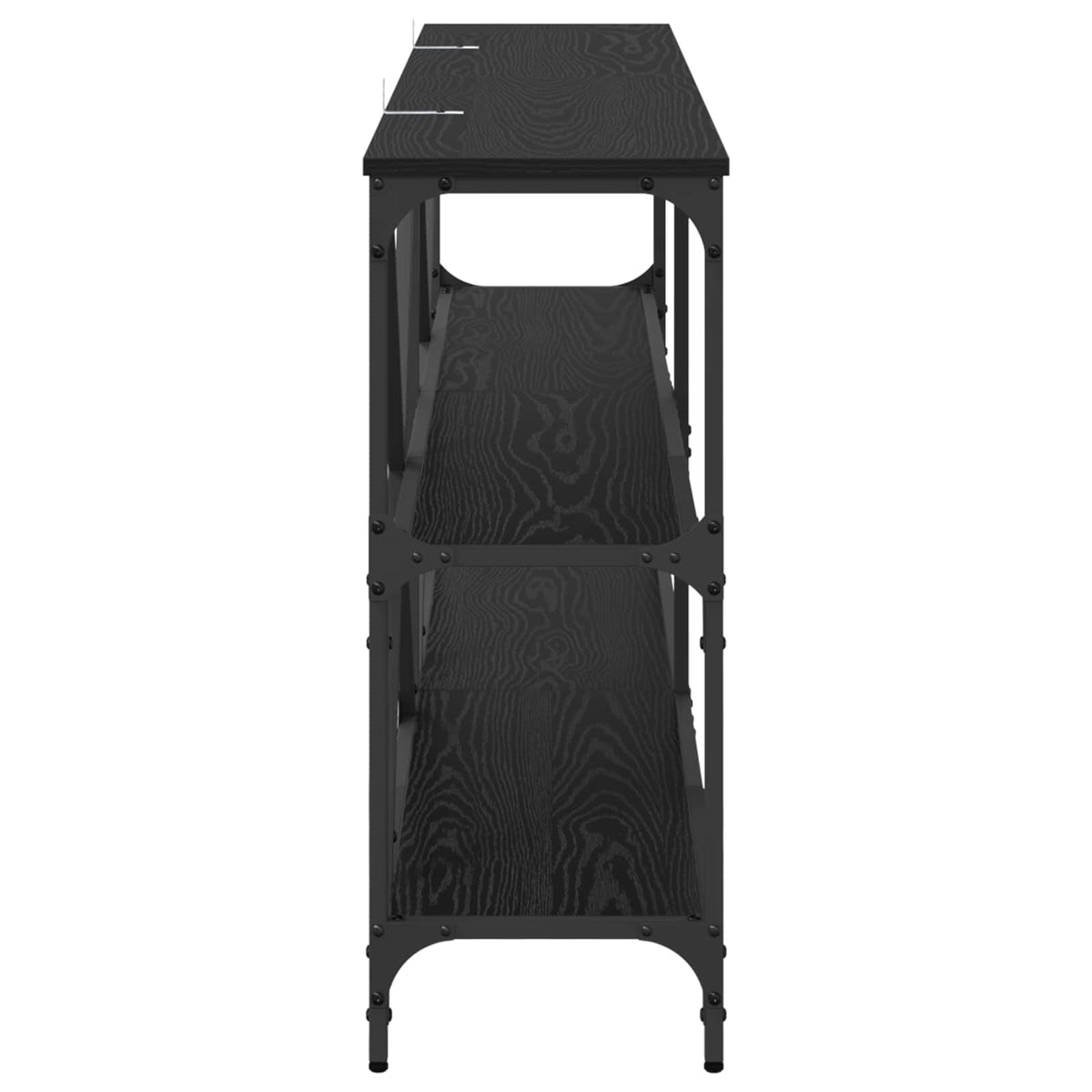 Console Table 160x30x75 cm Engineered Wood and Iron Black oak