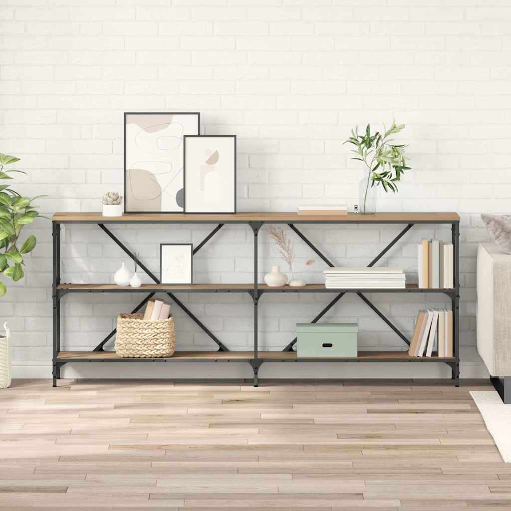 Console Table 180x30x75 cm Engineered Wood and Iron Artisan oak