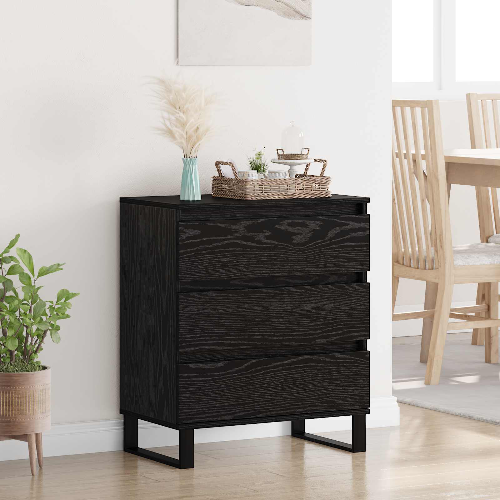 vidaXL Sideboard Black Oak 60 x 35 x 70 cm Engineered Wood 1