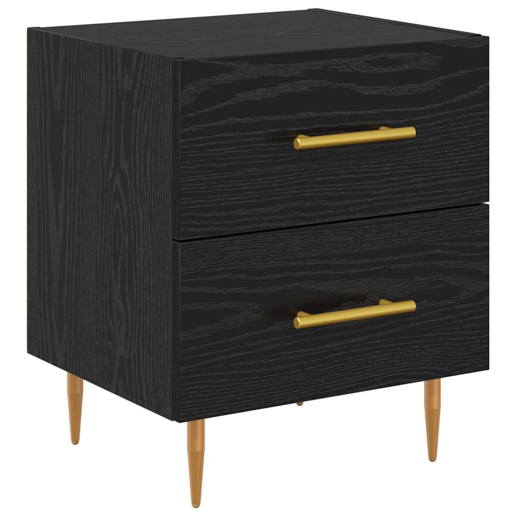 vidaXL Bedside Cabinet Black Oak 40 x 35 x 47.5 cm Engineered Wood 2