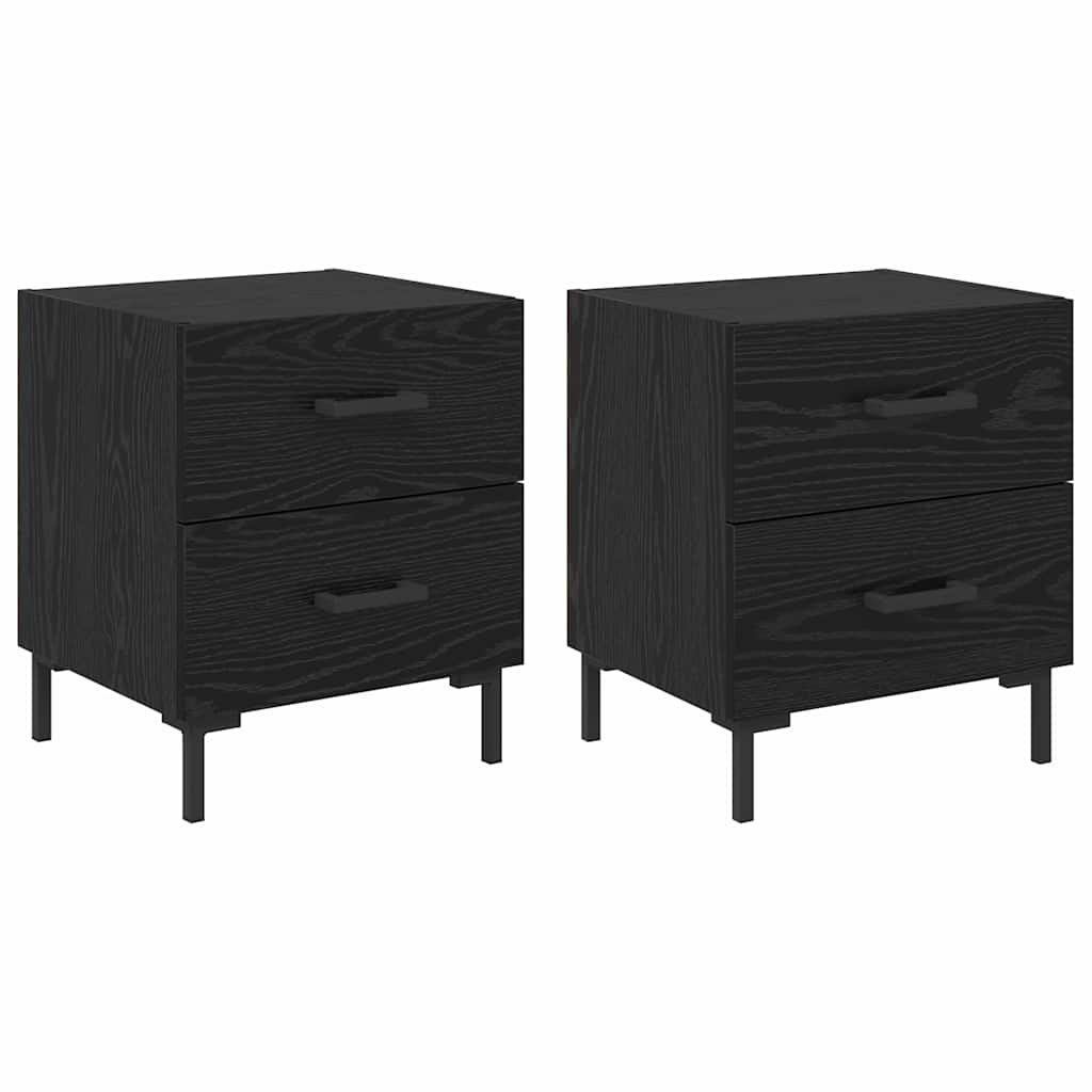 vidaXL Bedside Cabinet 2 pcs Black Oak 40 x 35 x 47.5 cm 2