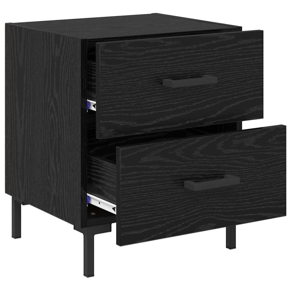 vidaXL Bedside Cabinet 2 pcs Black Oak 40 x 35 x 47.5 cm 5