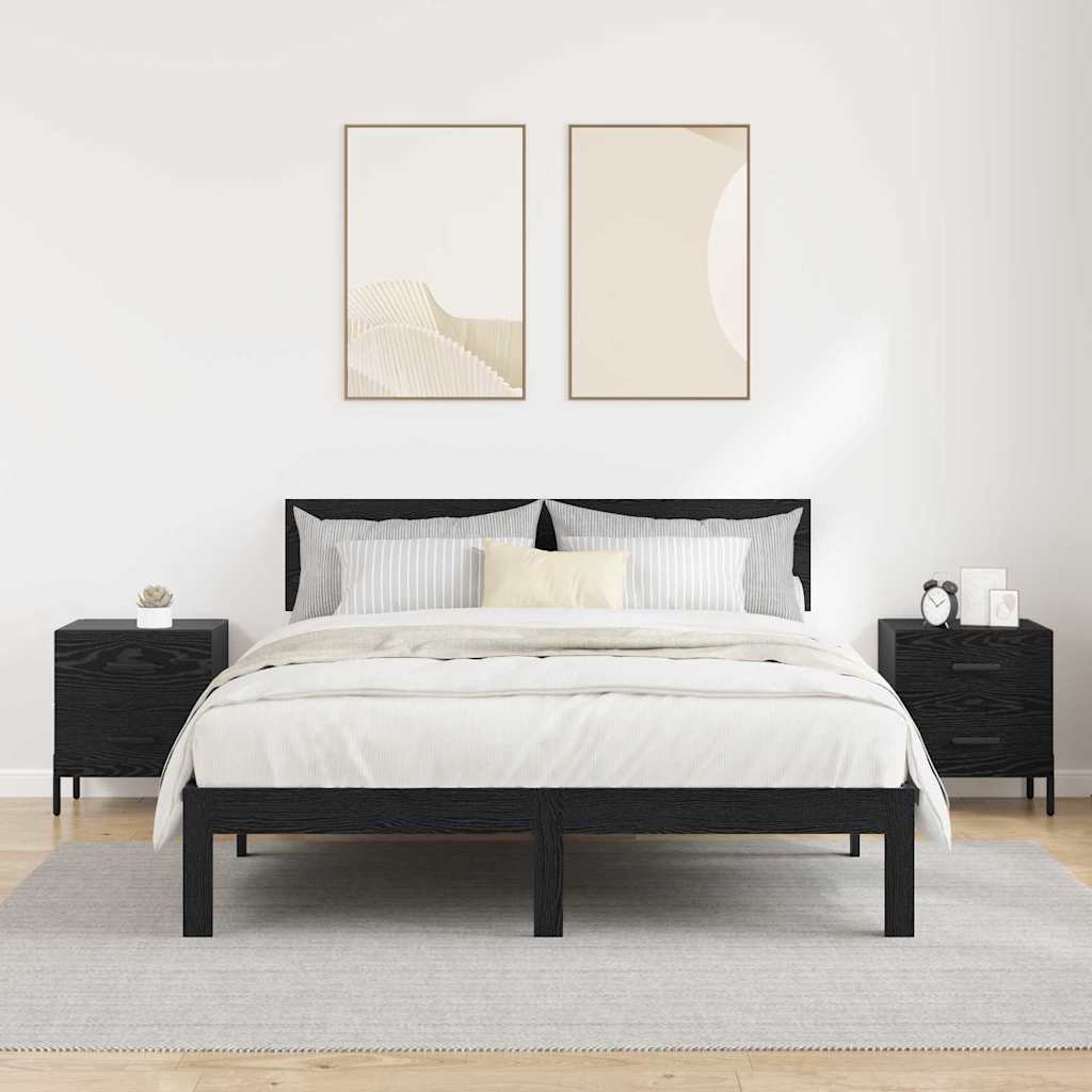 vidaXL Bedside Cabinet 2 pcs Black Oak 40 x 35 x 47.5 cm 4