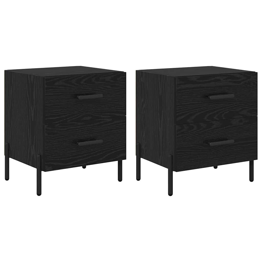 vidaXL Bedside Cabinet 2 pcs Black Oak 40 x 35 x 47.5 cm 2