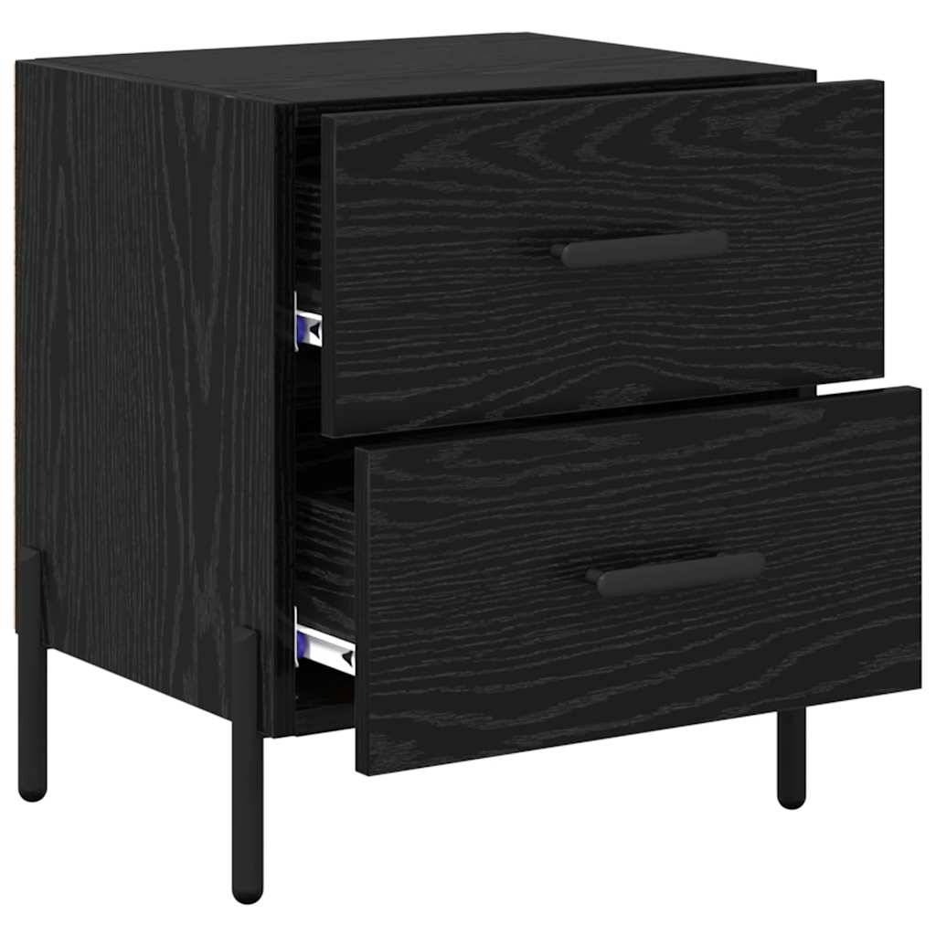 vidaXL Bedside Cabinet 2 pcs Black Oak 40 x 35 x 47.5 cm 5