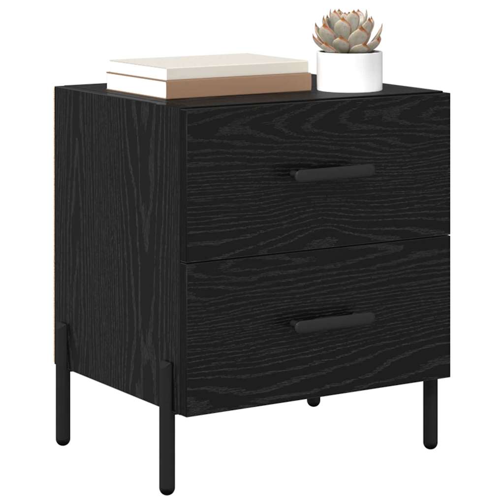 vidaXL Bedside Cabinet 2 pcs Black Oak 40 x 35 x 47.5 cm 3