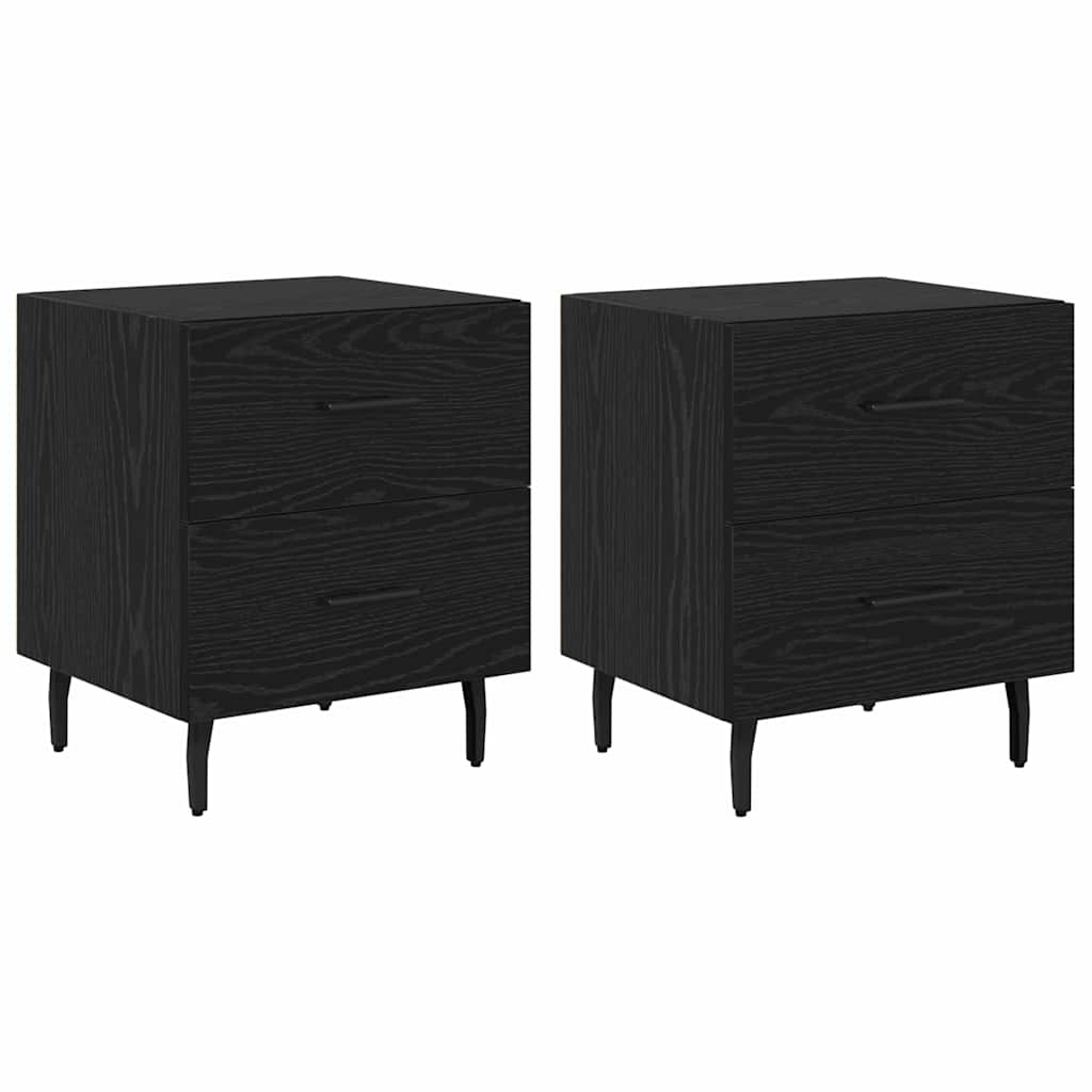 vidaXL Bedside Cabinet 2 pcs Black Oak 40 x 35 x 47.5 cm 2