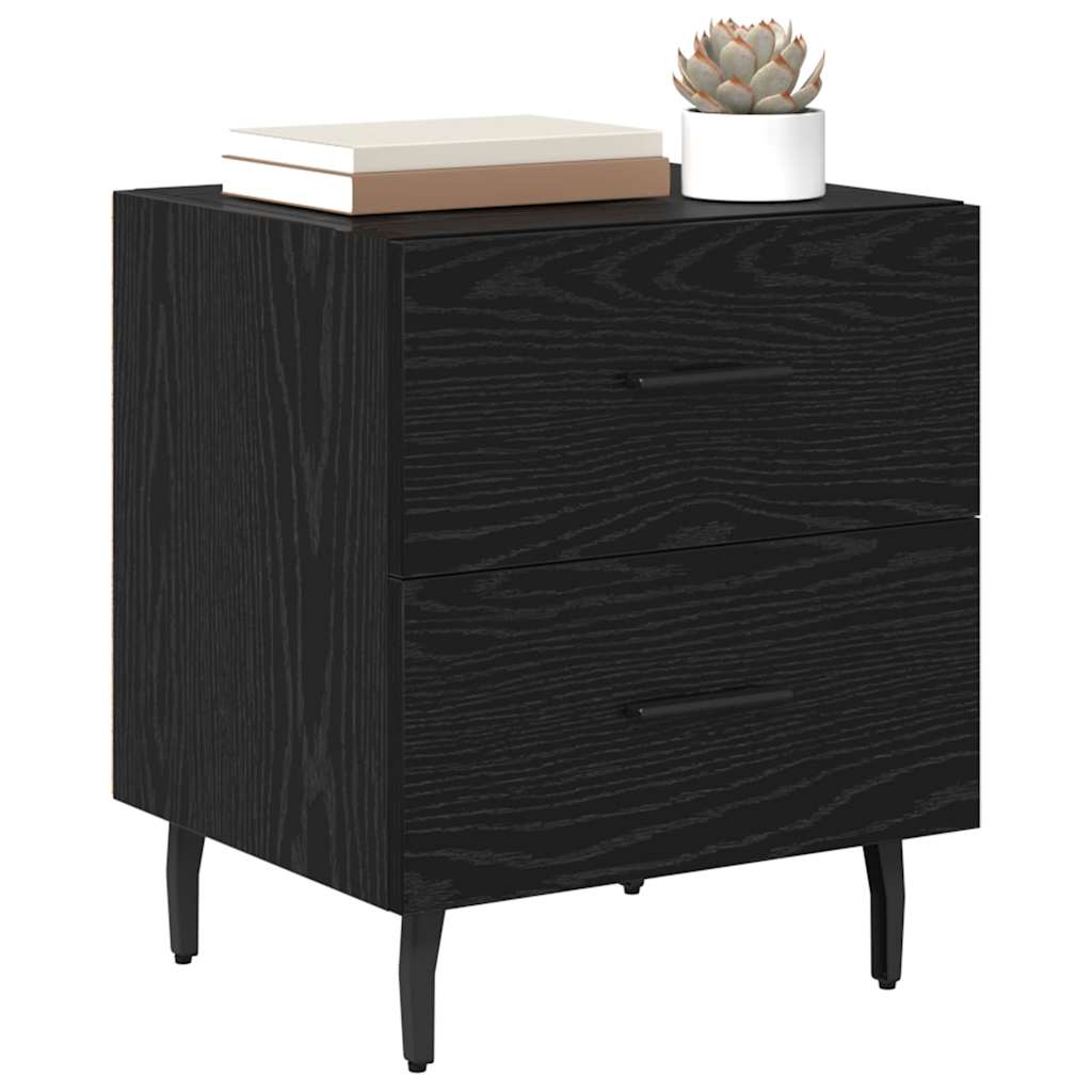 vidaXL Bedside Cabinet 2 pcs Black Oak 40 x 35 x 47.5 cm 3