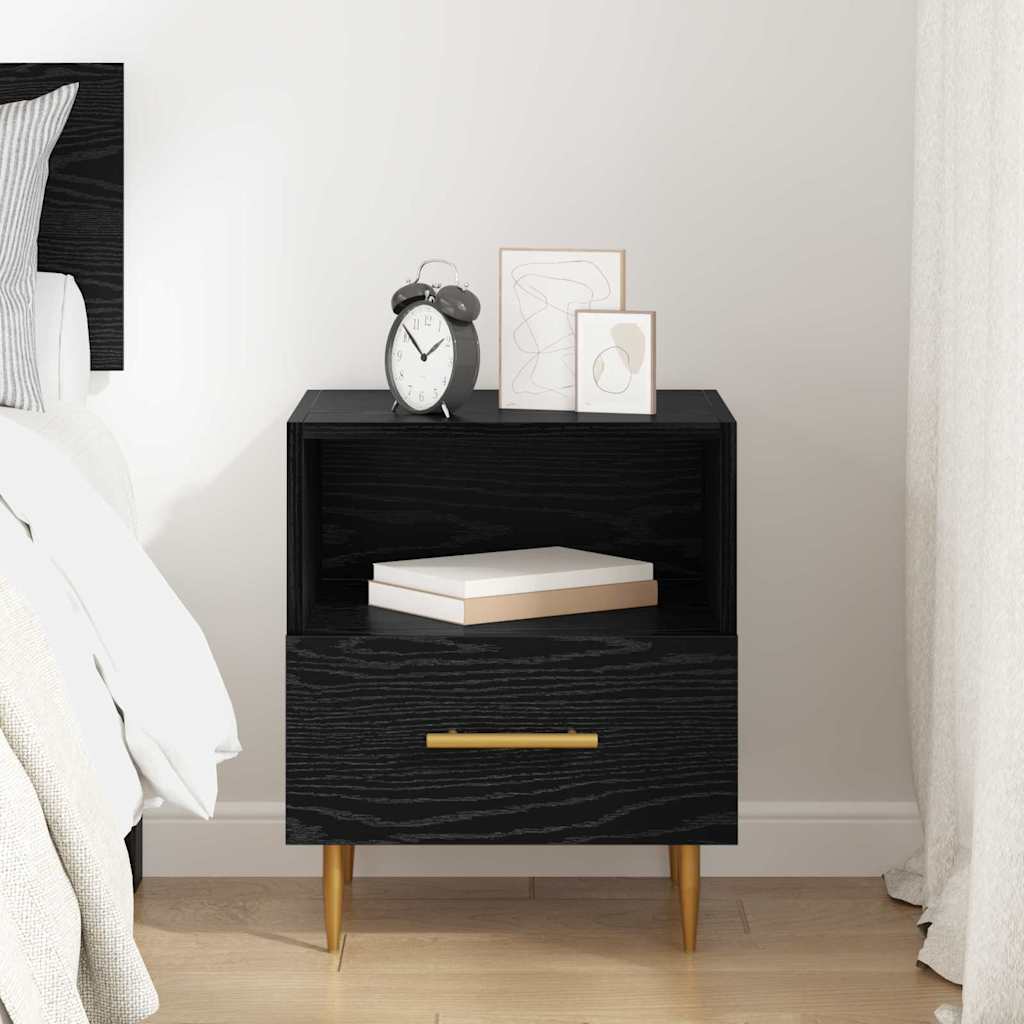 vidaXL Bedside Table Black 40 x 35 x 47.5 cm Engineered Wood 4
