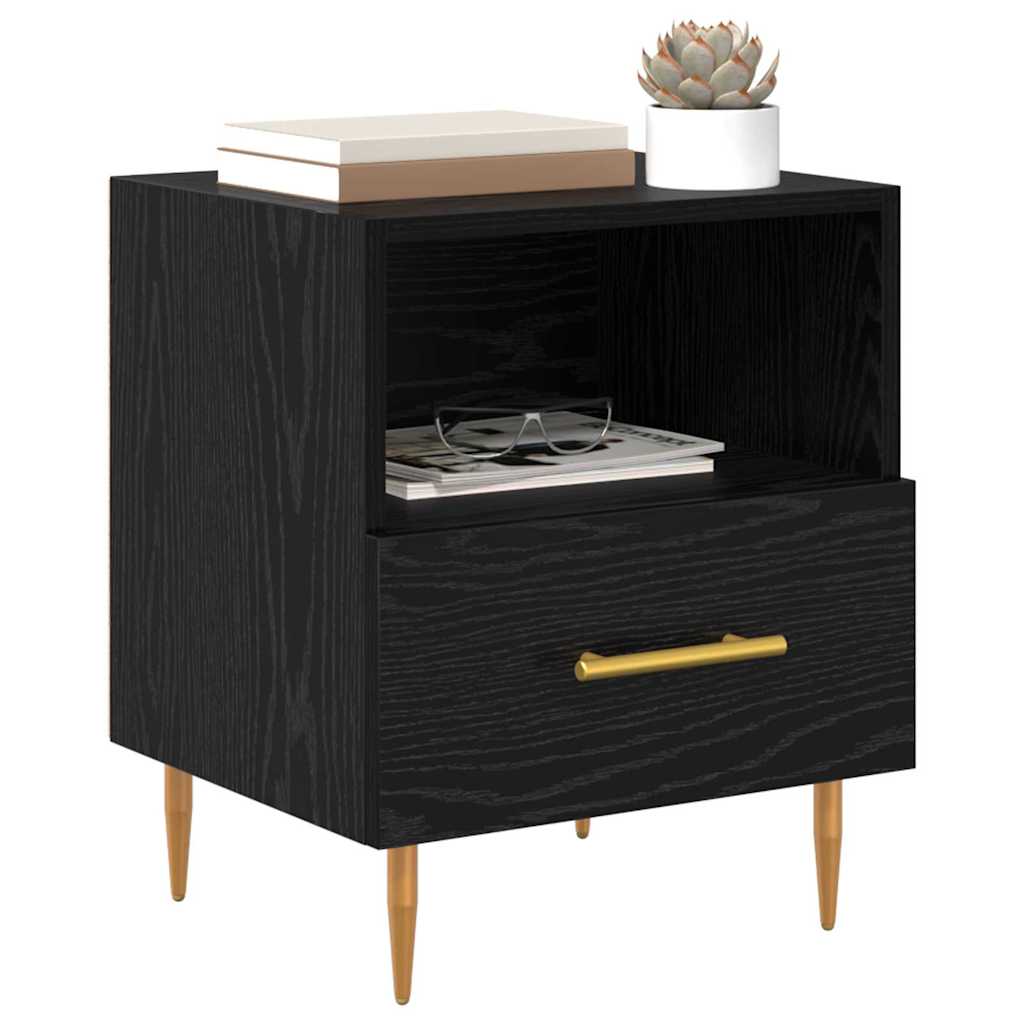 vidaXL Bedside Table Black 40 x 35 x 47.5 cm Engineered Wood 3