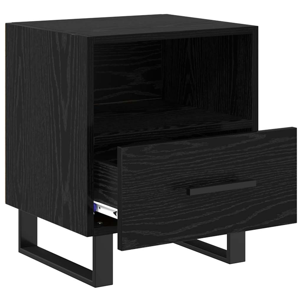 vidaXL Bedside Cabinet Black Oak 40 x 35 x 47.5 cm Engineered Wood 5