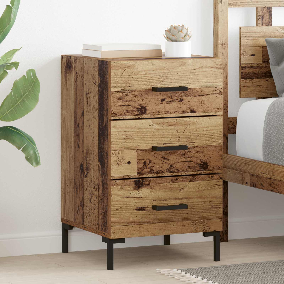 Bedside Cabinet 40x40x66 cm Engineered Wood Old wood