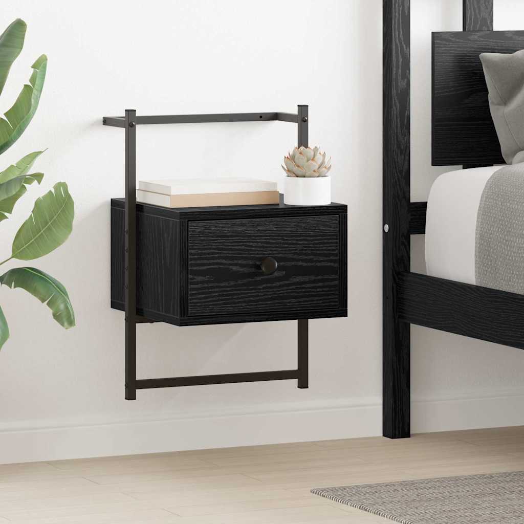 vidaXL Bedside Cabinet 2 pcs Black Oak 35 x 30 x 51 cm Engineered Wood 1