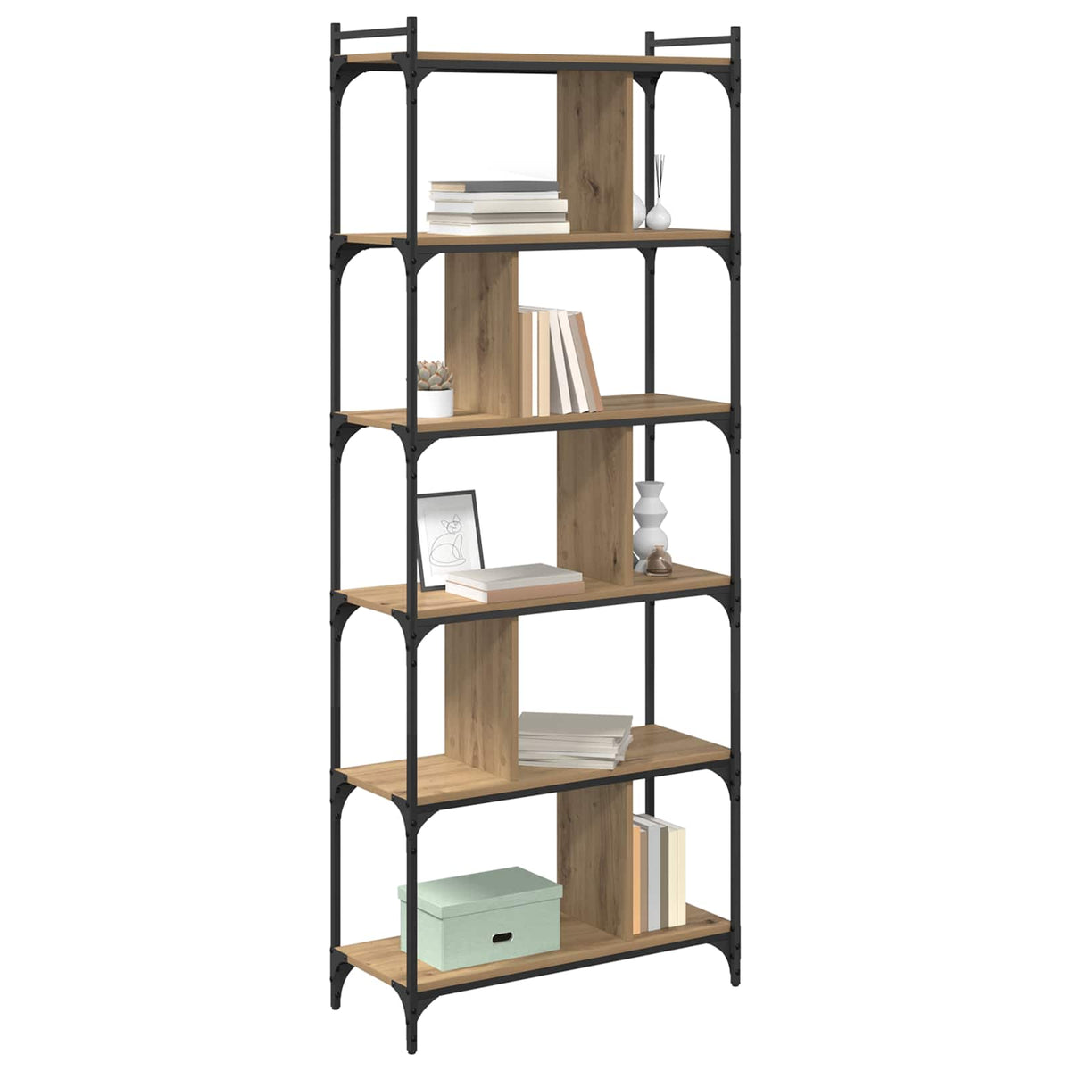 Bookcase 5-Tier 76 x 32 x Engineered Wood Height 192 cm Artisan oak