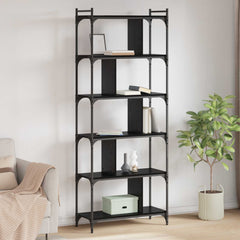 Bookcase 5-Tier 76 x 32 x Engineered Wood Height 192 cm Black oak