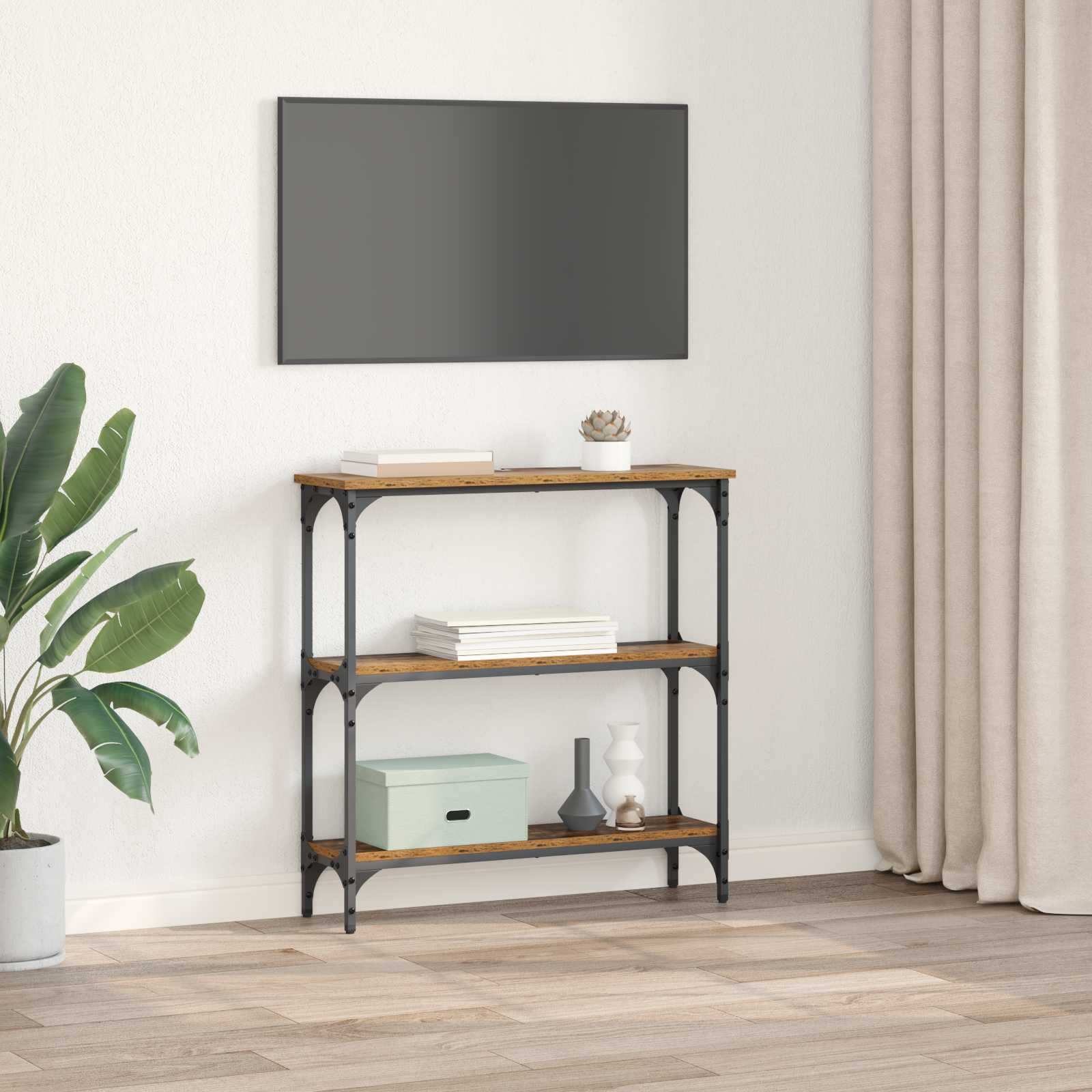 vidaXL Console Table Old Wood 75 x 22.5 x 75 cm Engineered Wood 4