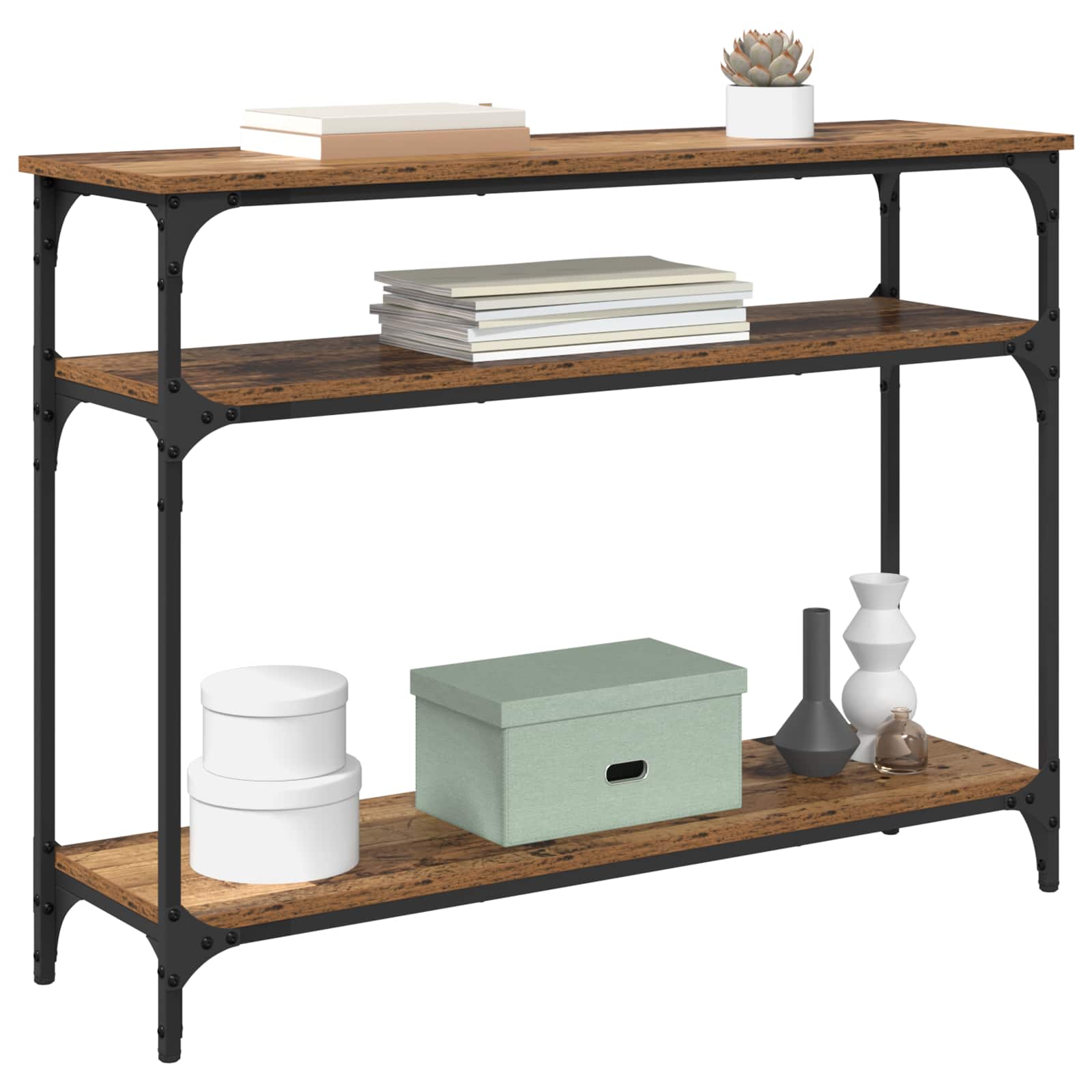 vidaXL Console Table Old Wood 100 x 29 x 75 cm Engineered Wood 3