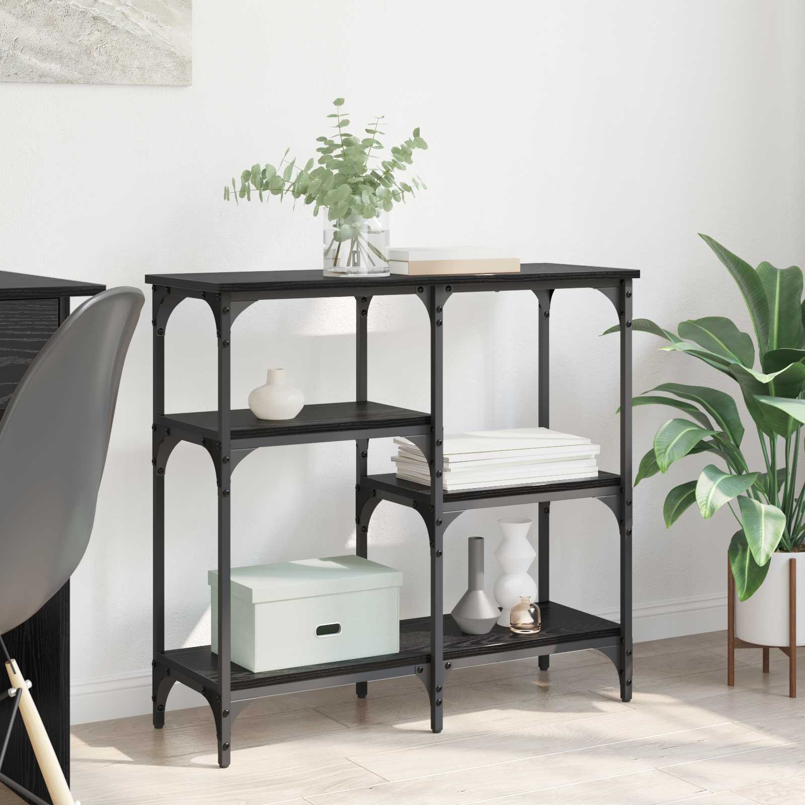 vidaXL Console Table Black Oak 80 x 29 x 75 cm Engineered Wood 1