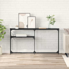 vidaXL ConsoleTable Black Oak 146 x 22.5 x 75 cm Engineered Wood 1