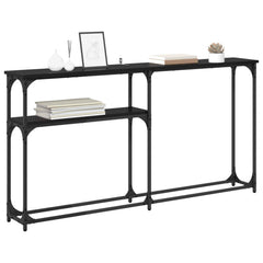 vidaXL ConsoleTable Black Oak 146 x 22.5 x 75 cm Engineered Wood 3