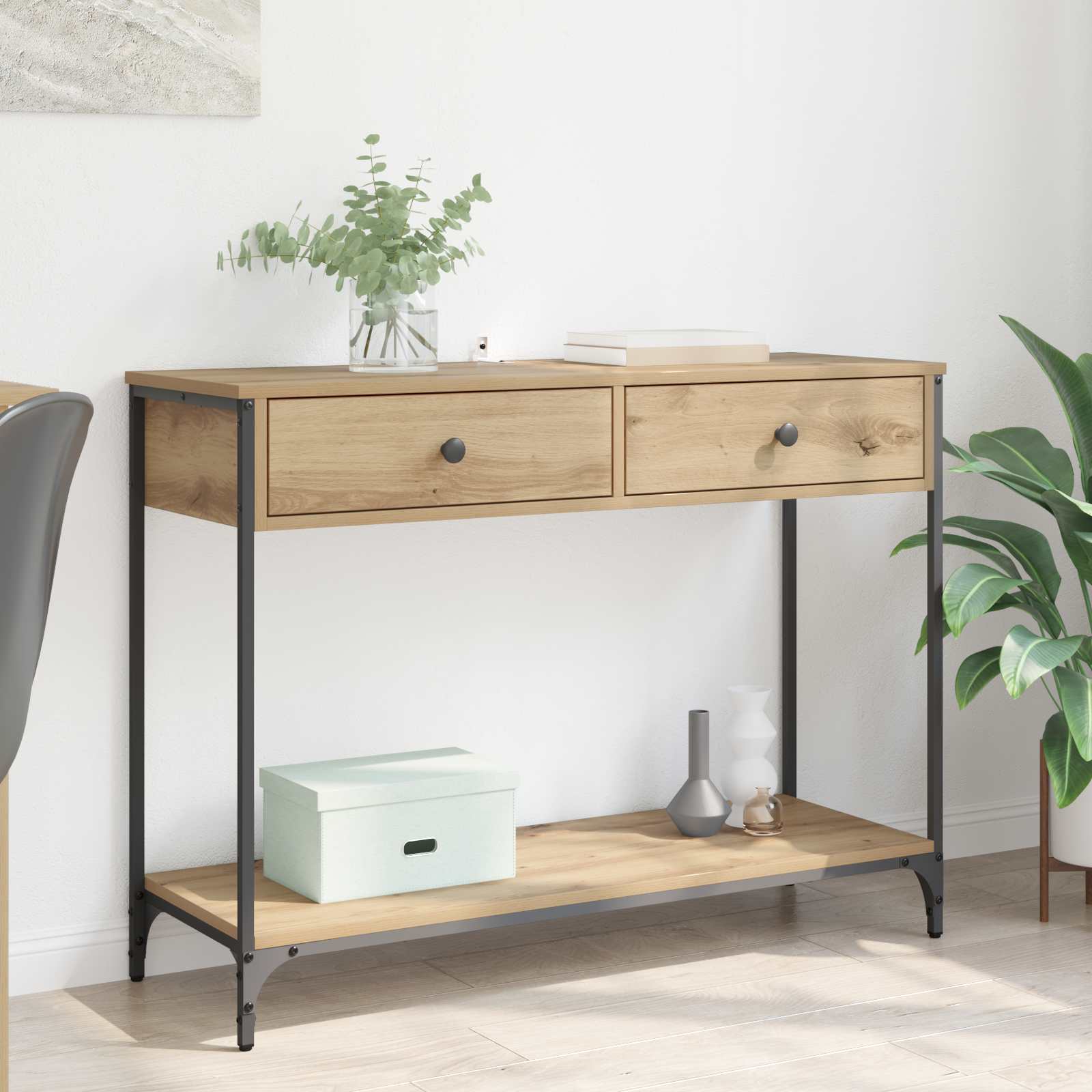 vidaXL Console Table Artisan Oak 100 x 34.5 x 75 cm Engineered Wood 1