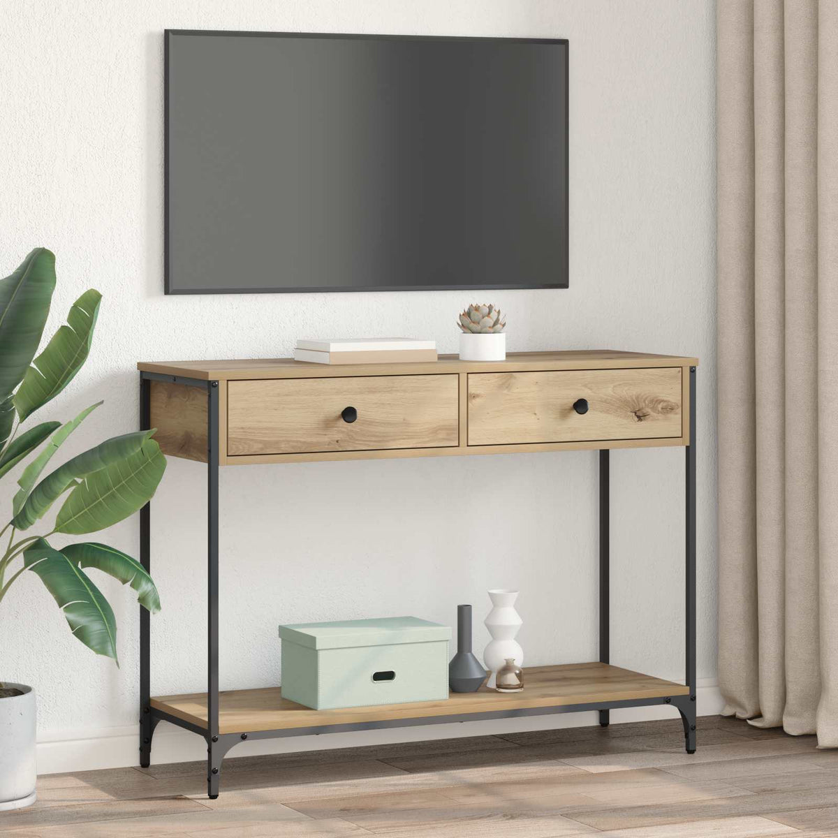 vidaXL Console Table Artisan Oak 100 x 34.5 x 75 cm Engineered Wood 4