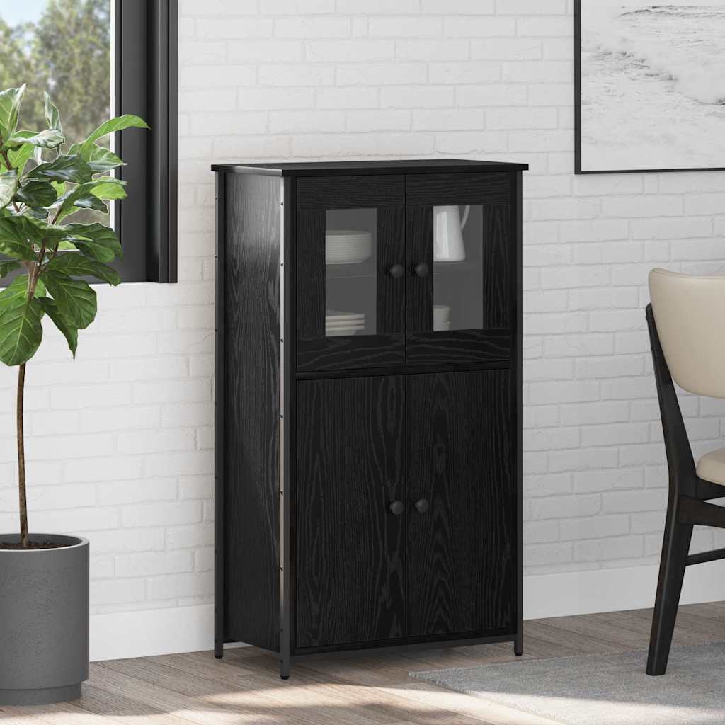 vidaXL Highboard Black Oak 62 x 32 x 106.5 cm Engineered Wood 1
