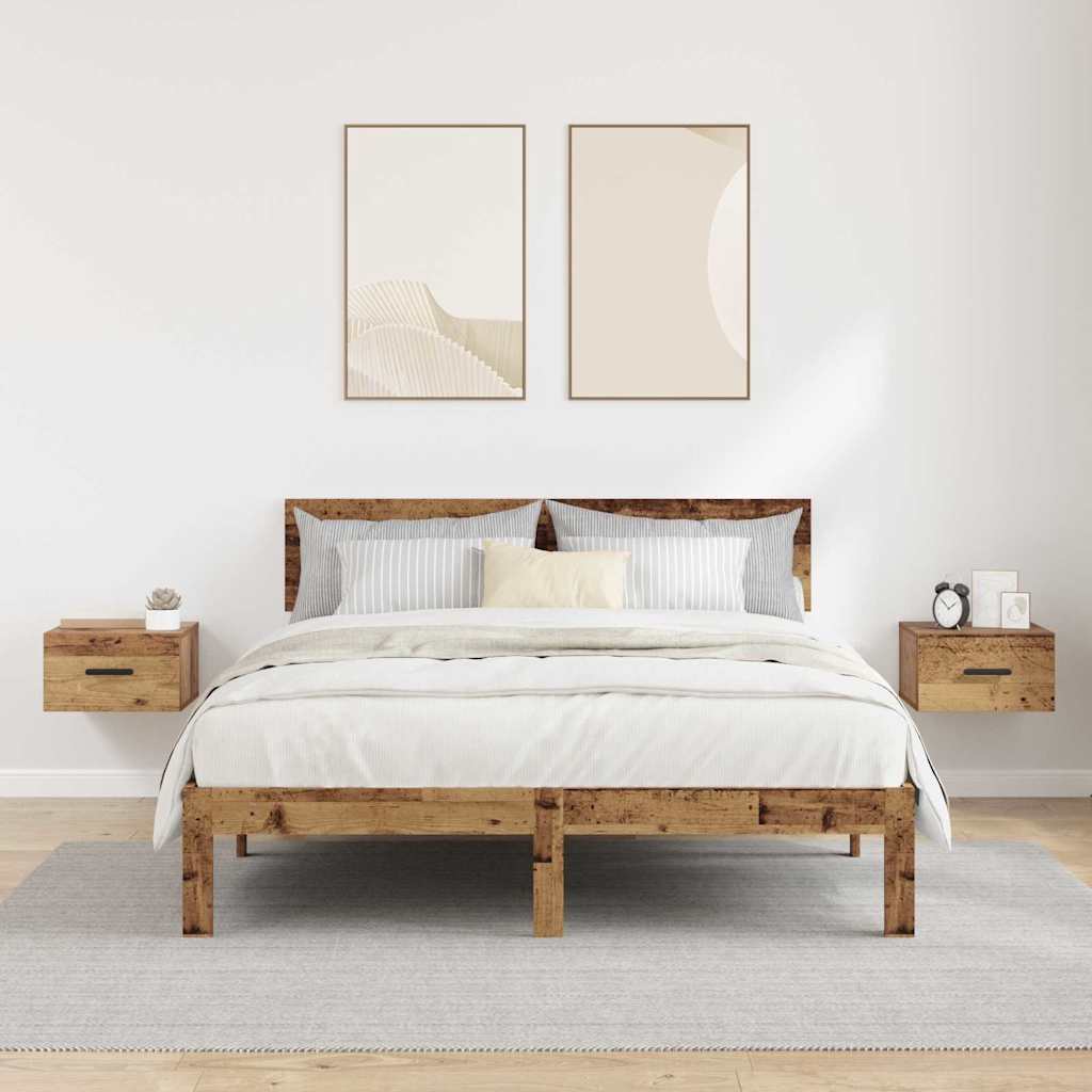 vidaXL Bedside Cabinet 2 pcs 35 x 35 x 20 cm Engineered Wood Old Wood 4