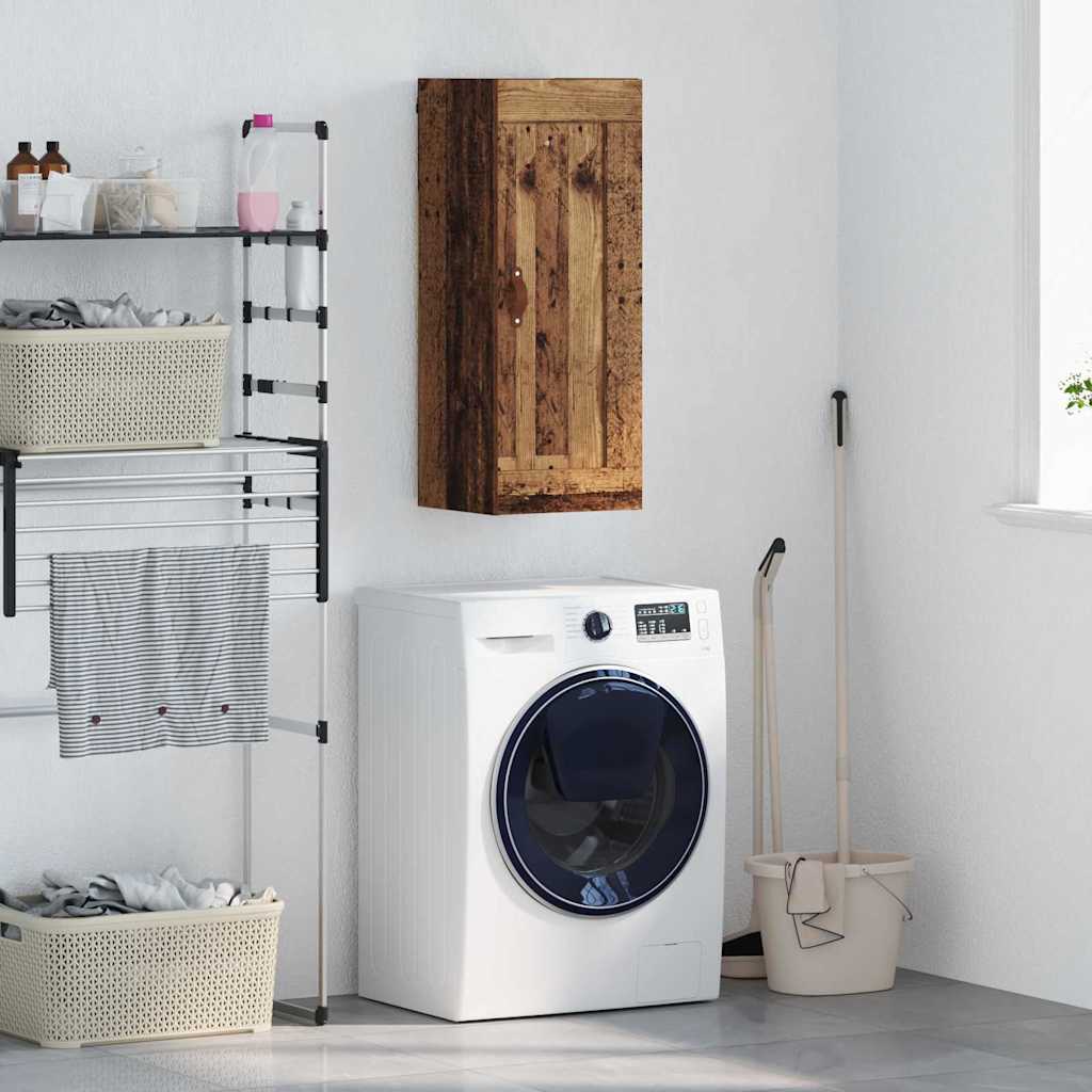 vidaXL Wall Mounted Cabinet Old Wood 34.5 x 34 x 90 cm Engineered Wood 1