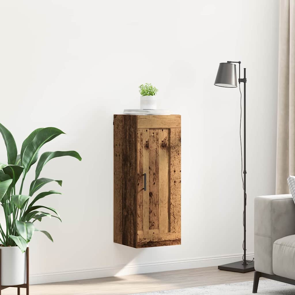 vidaXL Wall Mounted Cabinet Old Wood 34.5 x 34 x 90 cm Engineered Wood 4