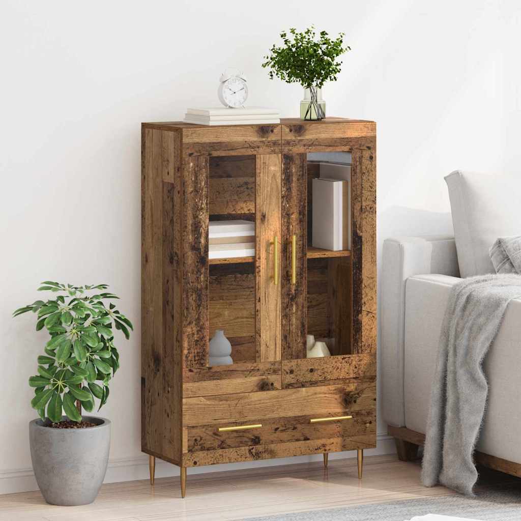 vidaXL Highboard Old Wood 69.5 x 31 x 115 cm Engineered Wood and Glass 4