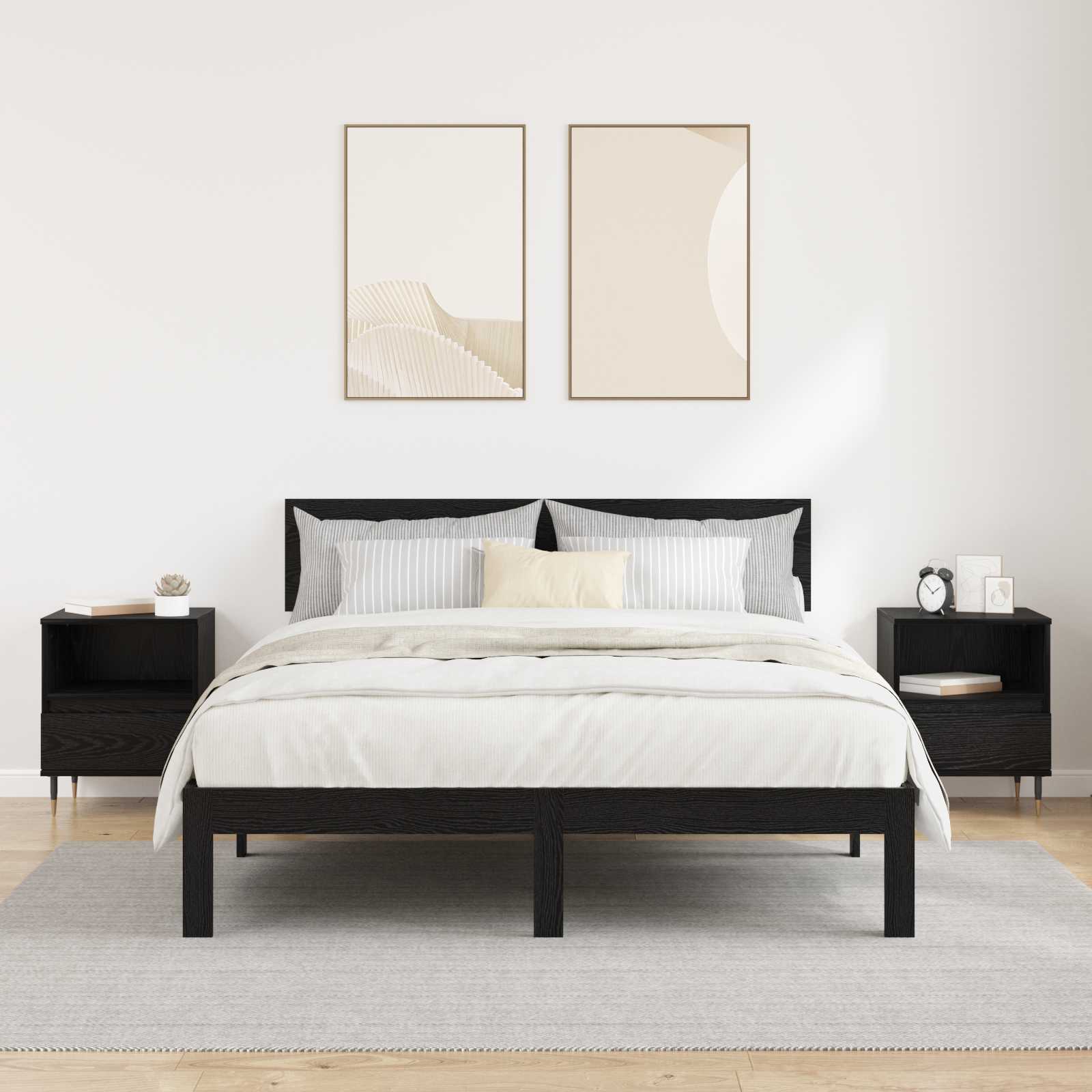 vidaXL Bedside Cabinet 2 pcs Black Oak 40 x 35 x 50 cm Engineered Wood 4