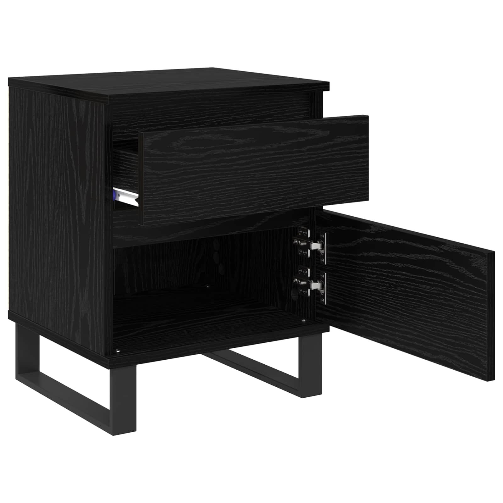 vidaXL Bedside Cabinet Black Oak 40 x 35 x 50 cm Engineered Wood 5