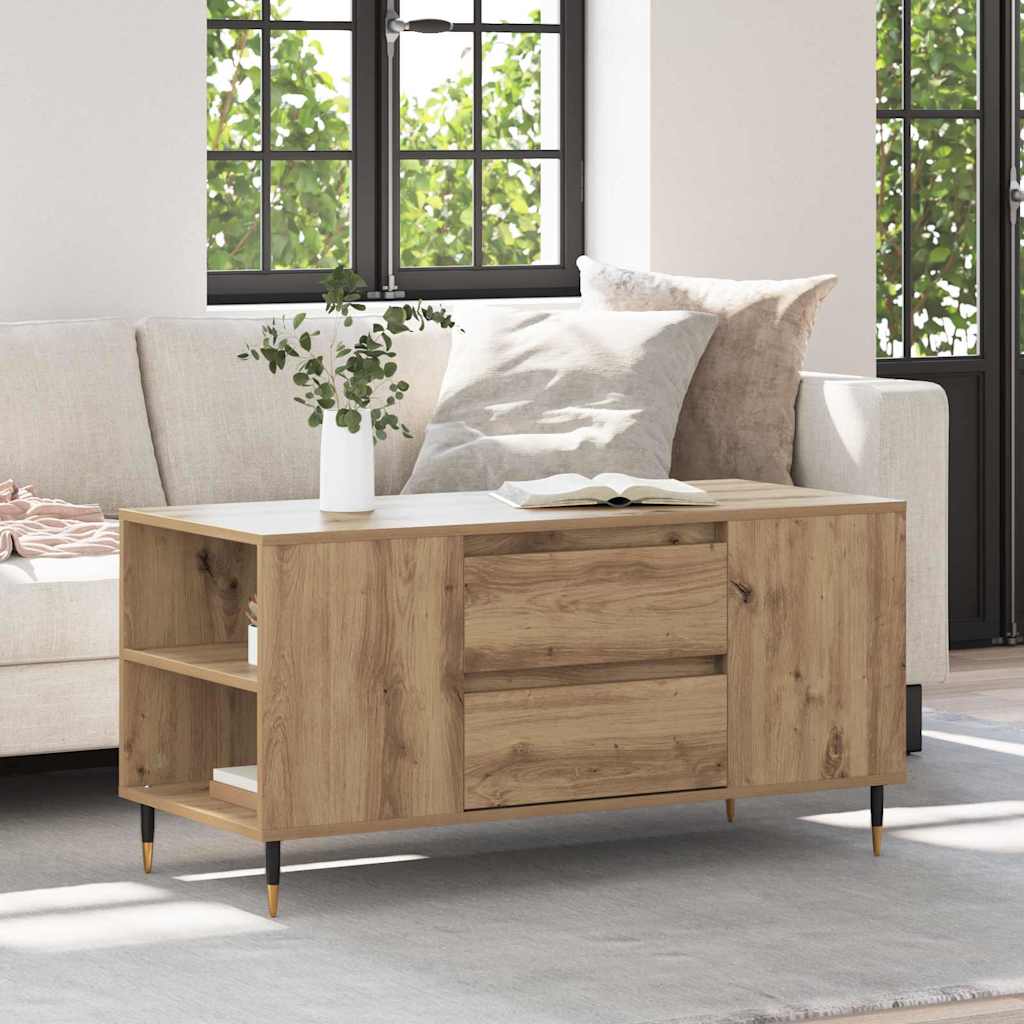vidaXL Coffee Table Artisan Oak 102 x 44.5 x 50 cm Engineered Wood 1