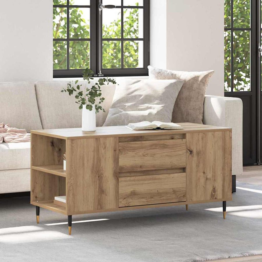 vidaXL Coffee Table Artisan Oak 102 x 44.5 x 50 cm Engineered Wood 1