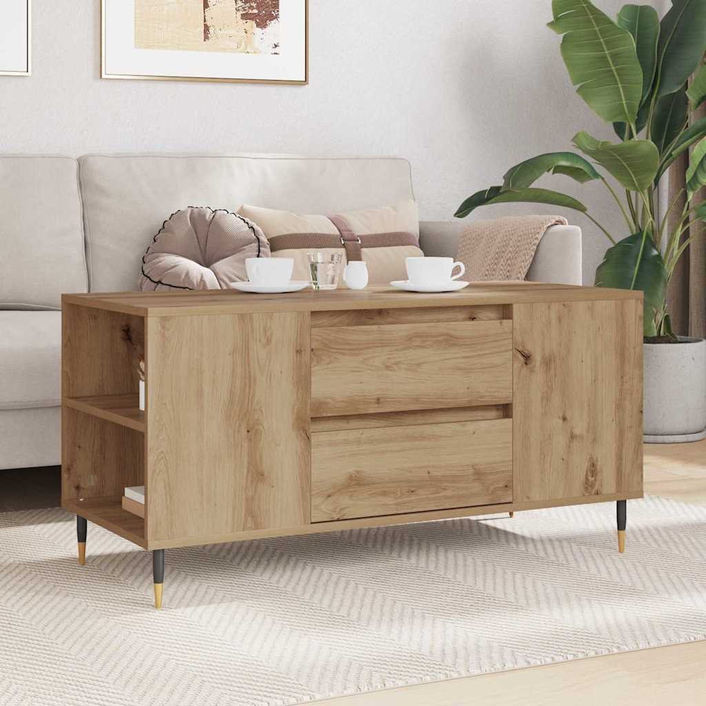 vidaXL Coffee Table Artisan Oak 102 x 44.5 x 50 cm Engineered Wood 4