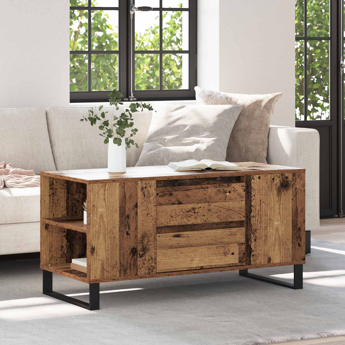 Coffee Table 102x44,5x50 cm Engineered Wood Old wood
