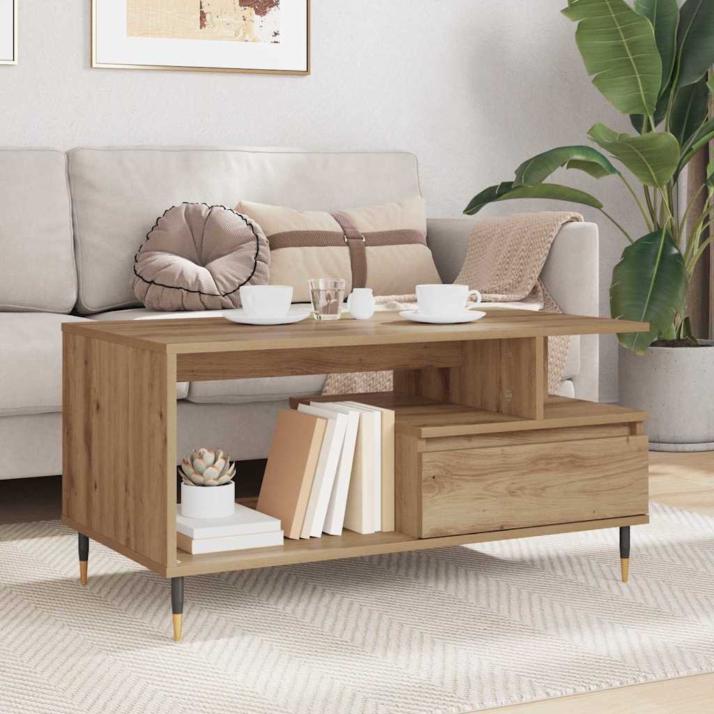 vidaXL Coffee Table Artisan Oak 90 x 49 x 45 cm Engineered Wood 4