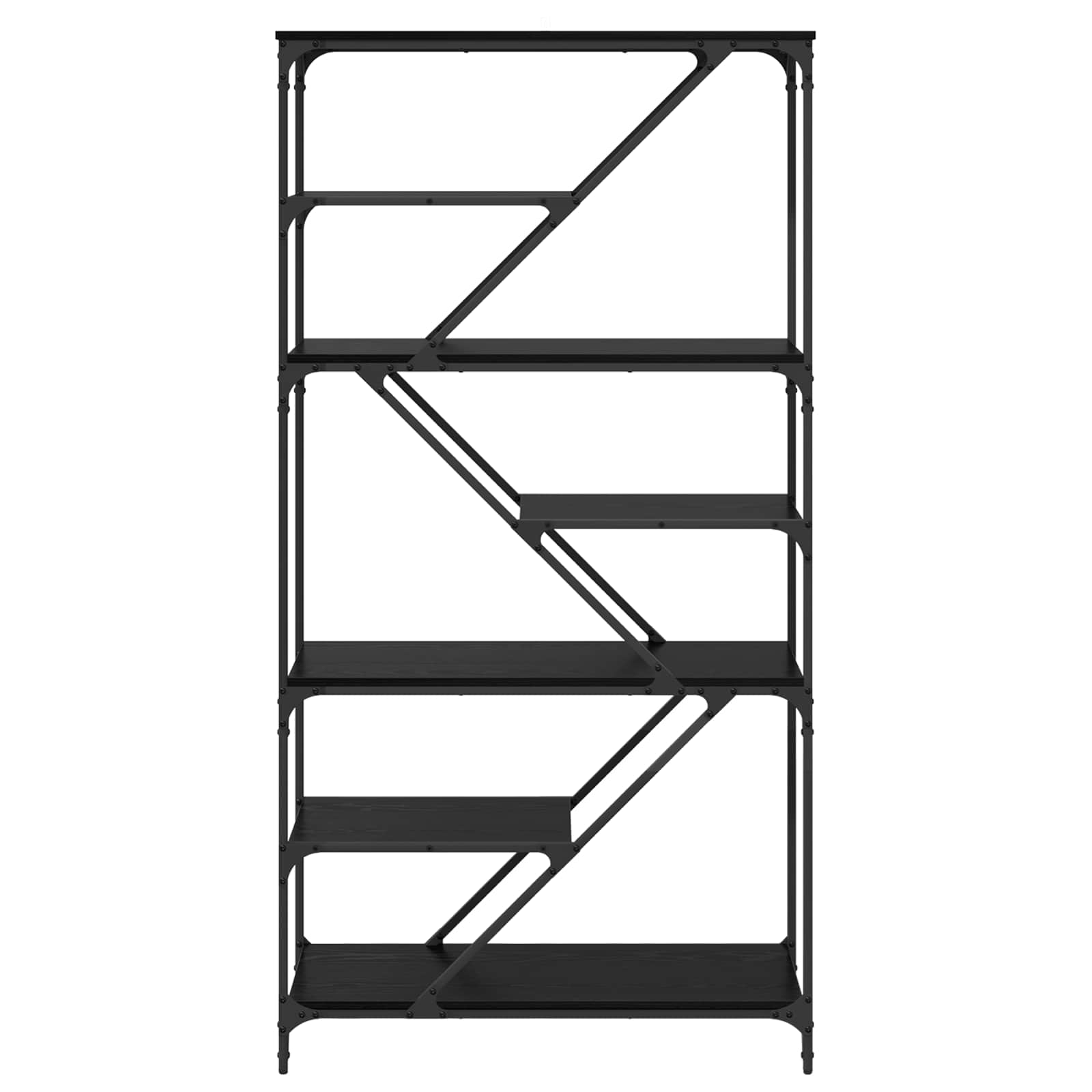 vidaXL Bookshelf 9-Tier 91 x 36 x 176 cm Engineered Wood Black Oak 5