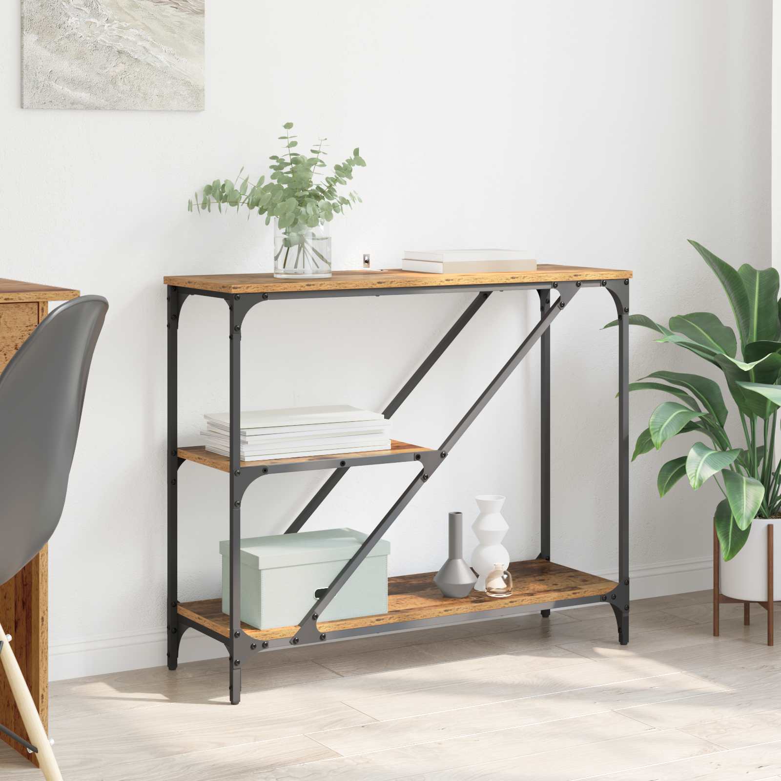 vidaXL Console Table Old Wood 88.5 x 30 x 75 cm Engineered Wood 1