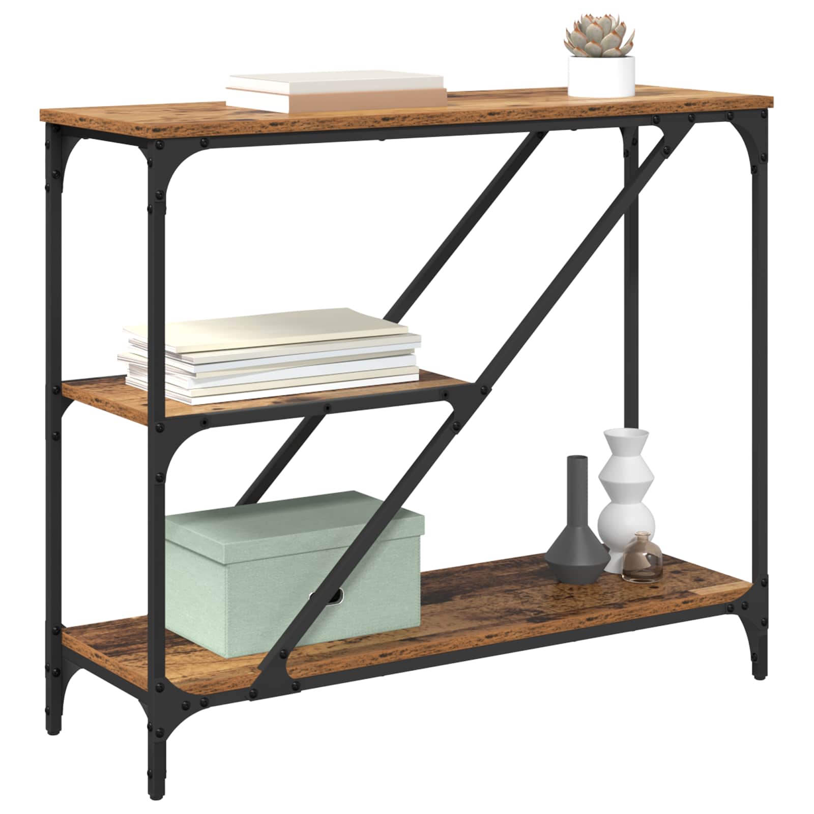 vidaXL Console Table Old Wood 88.5 x 30 x 75 cm Engineered Wood 3