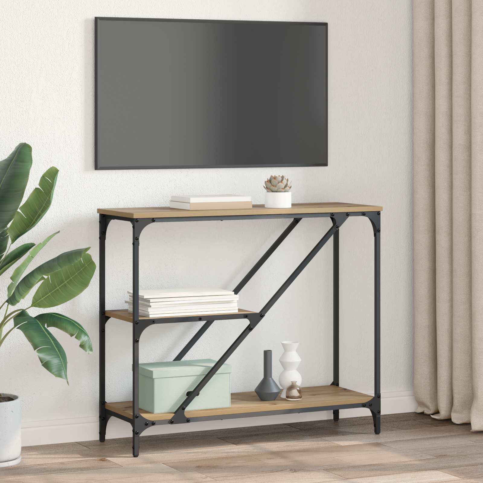 vidaXL Console Table Artisan Oak 88.5 x 30 x 75 cm Engineered Wood 4