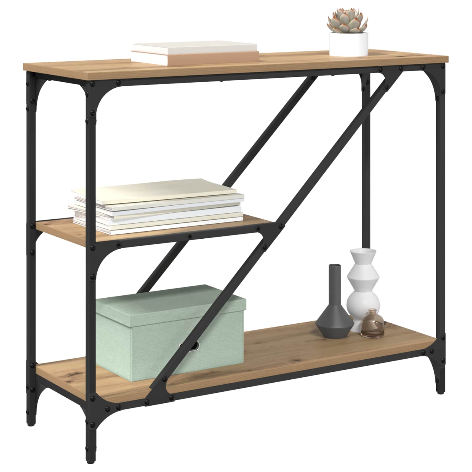 vidaXL Console Table Artisan Oak 88.5 x 30 x 75 cm Engineered Wood 3
