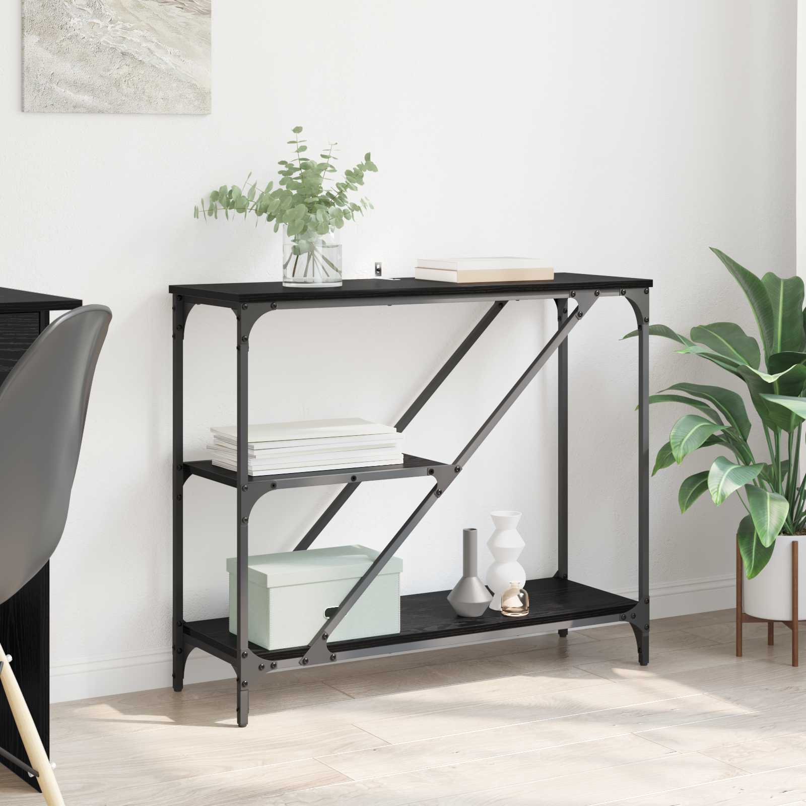 vidaXL Console Table Black Oak 88.5 x 30 x 75 cm Engineered Wood 1