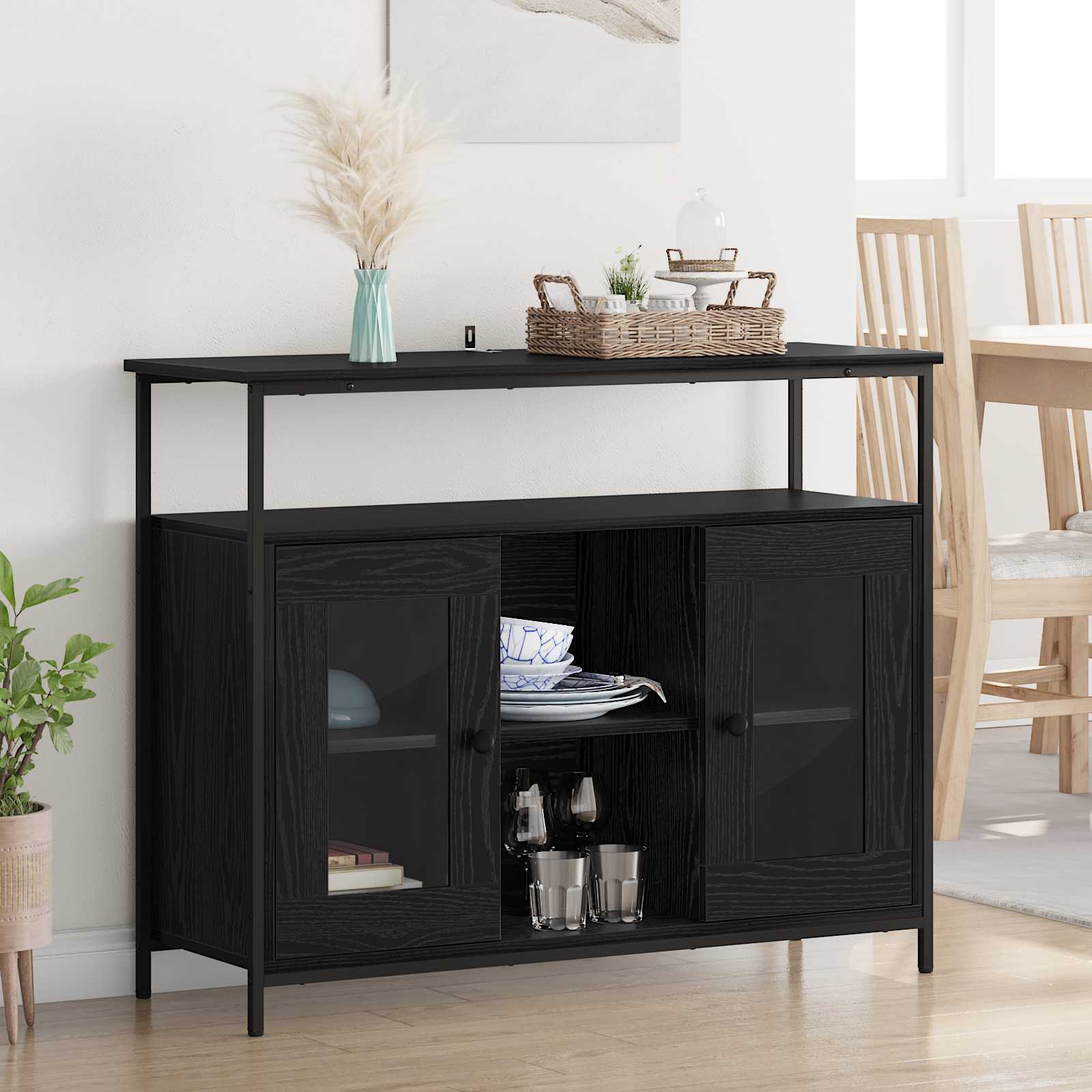 vidaXL Sideboard Black Oak 100 x 35 x 80 cm Engineered Wood 1