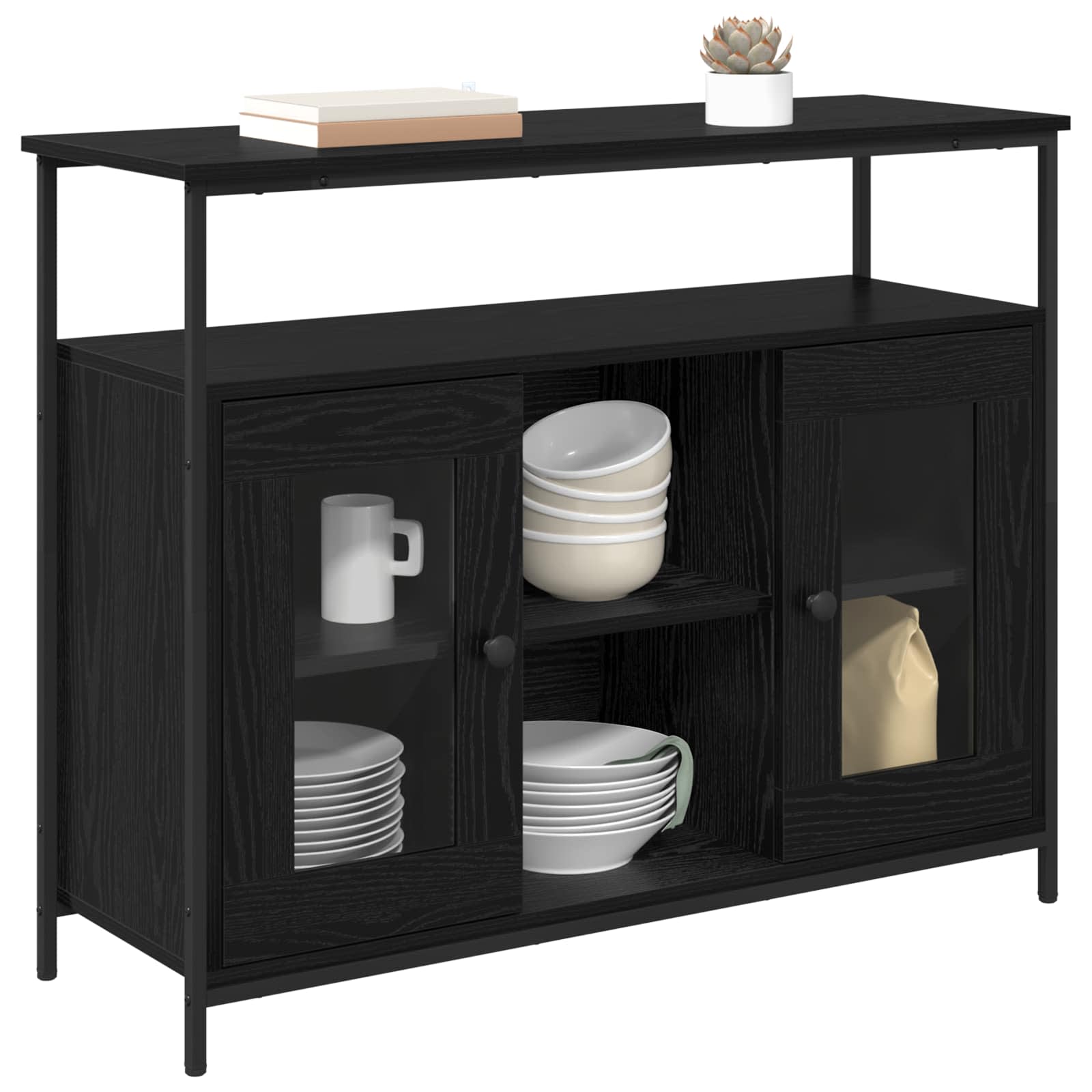 vidaXL Sideboard Black Oak 100 x 35 x 80 cm Engineered Wood 3