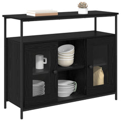 vidaXL Sideboard Black Oak 100 x 35 x 80 cm Engineered Wood 3