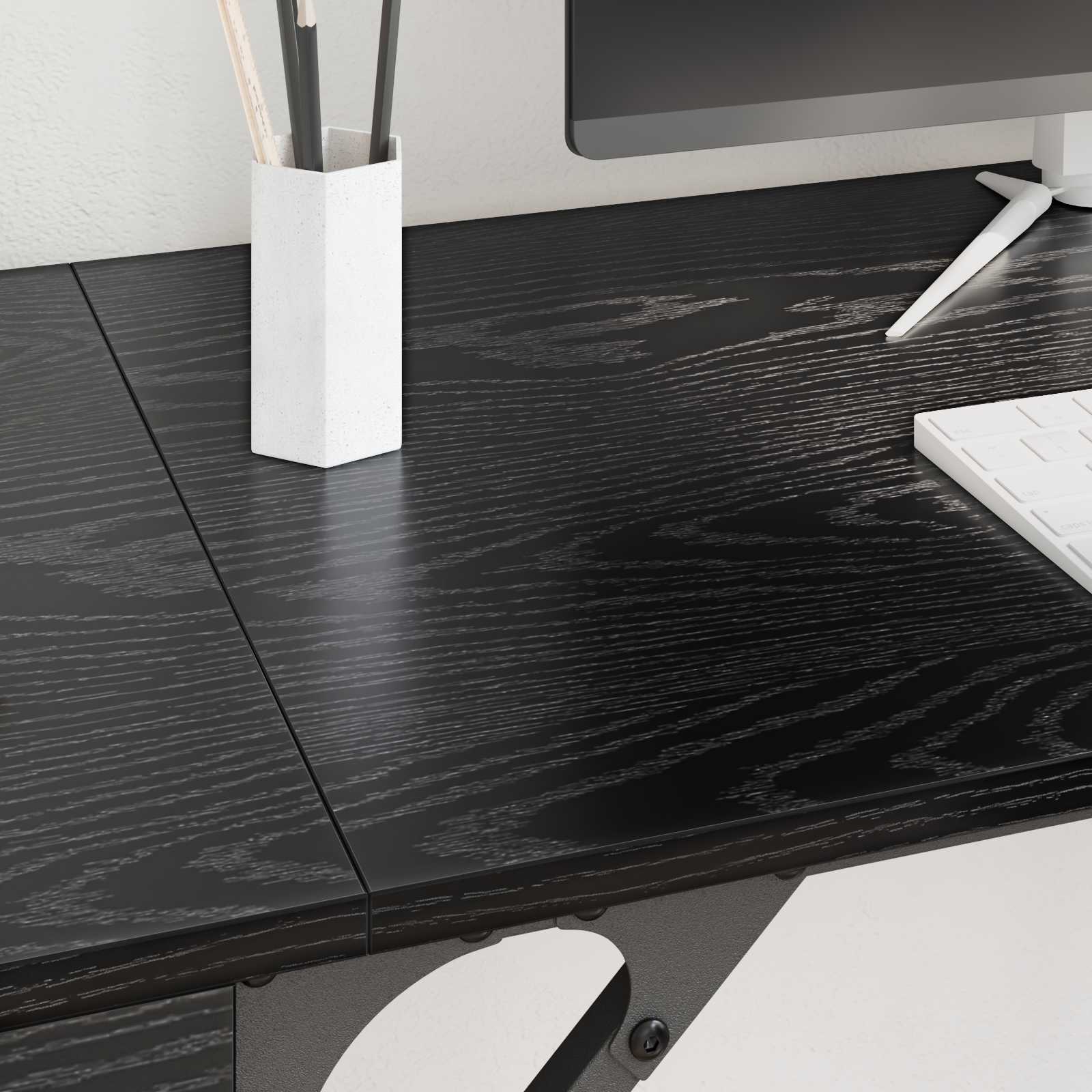 vidaXL Computer Desk Black Oak 131 x 48 x 75 cm Engineered Wood 4