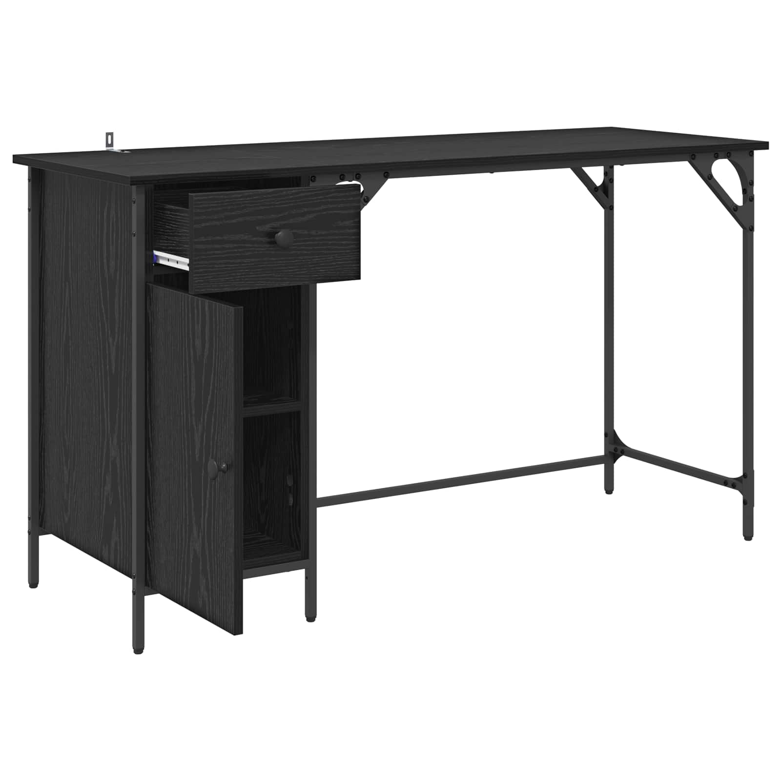 vidaXL Computer Desk Black Oak 131 x 48 x 75 cm Engineered Wood 5