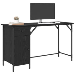 vidaXL Computer Desk Black Oak 131 x 48 x 75 cm Engineered Wood 3